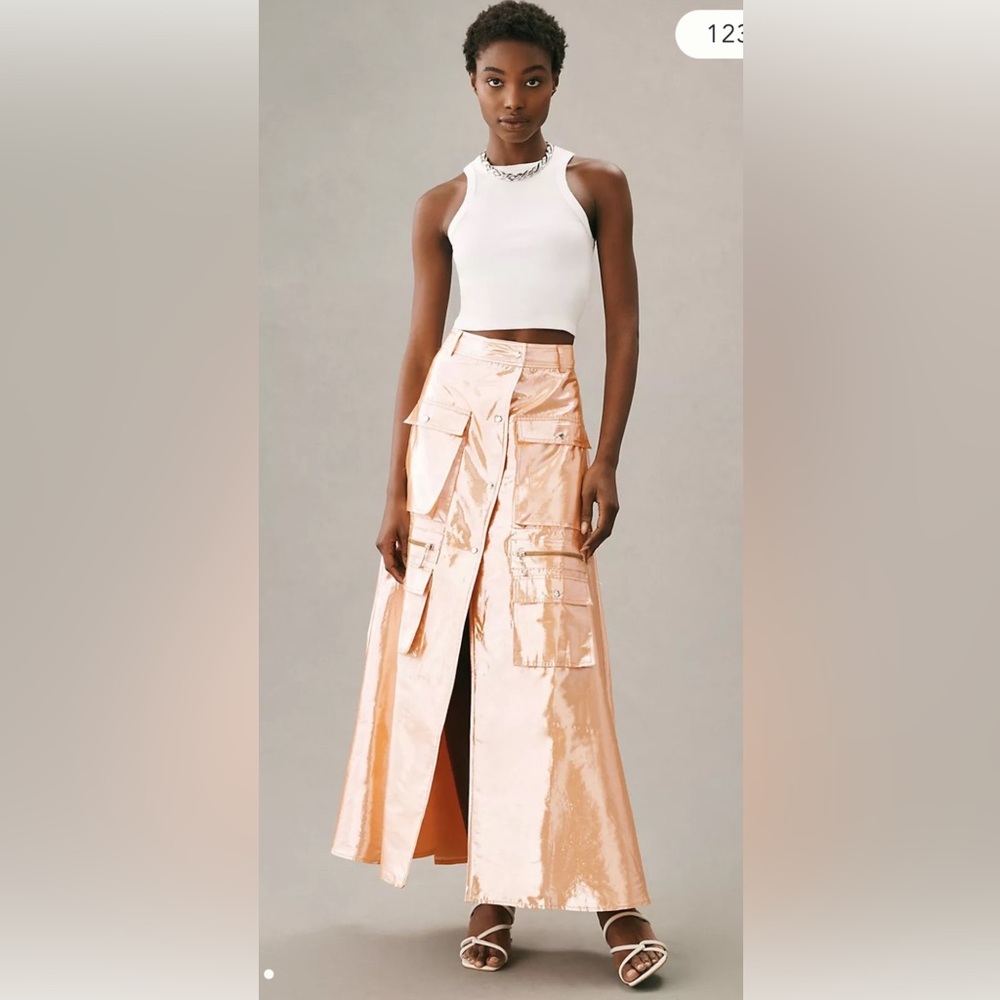 NWT Anthropologie size S maxi skirt in metallic